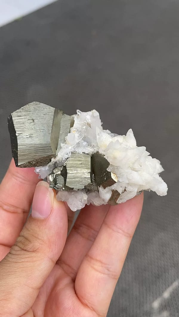 Pyritohedral Pyrite with Milky Quartz — Yunnan — individual mineral specimen view 1