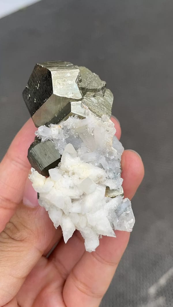 Pyritohedral Pyrite with Milky Quartz — Yunnan — individual mineral specimen view 2