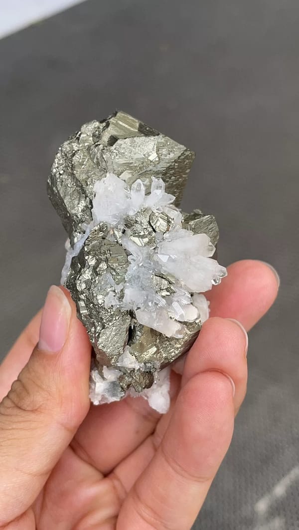 Pyritohedral Pyrite with Milky Quartz — Yunnan — individual mineral specimen view 4