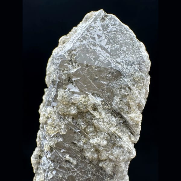 Smoky quartz floater with sugary fluorite from Inner Mongolia — alternate view