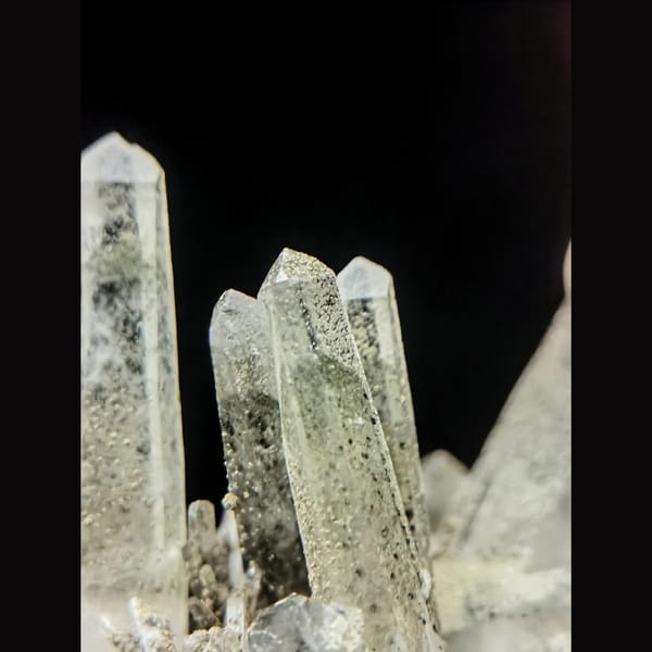 Icy green phantom quartz cluster from Inner Mongolia — alternate view