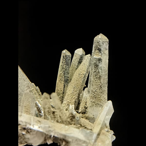 Icy green phantom quartz cluster from Inner Mongolia — detail view