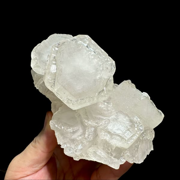 Large stacked hexagonal calcite crystals from Hunan — alternate view