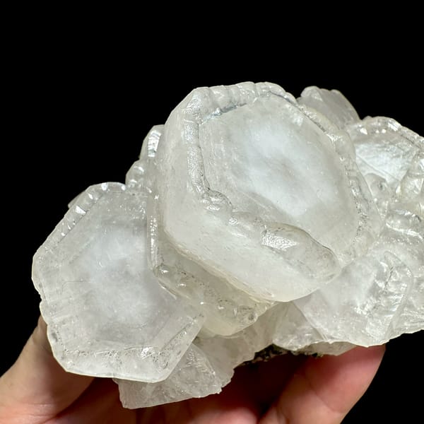 Large stacked hexagonal calcite crystals from Hunan — alternate view