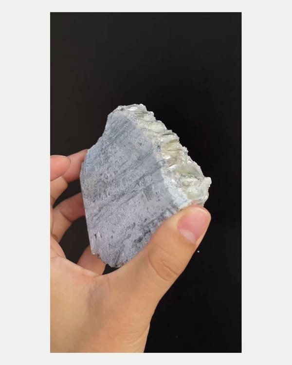 Complete underside view of scheelite on mica and feldspar