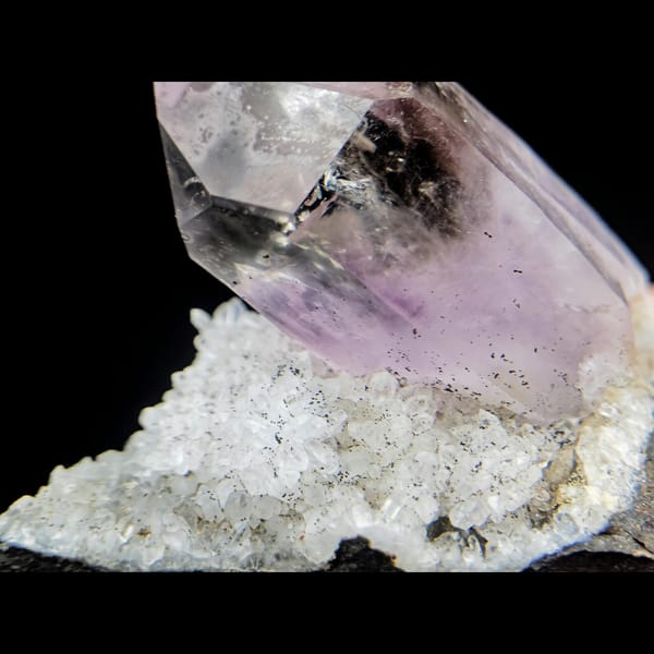 Phantom amethyst on quartz matrix from Namibia — complete view