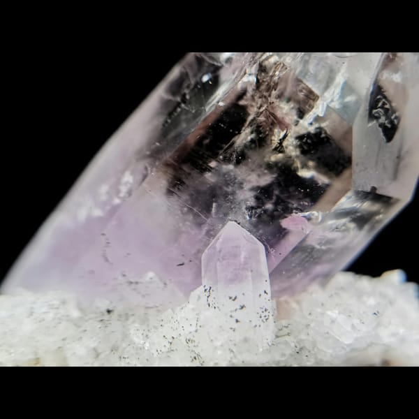 Phantom amethyst on quartz matrix from Namibia — alternate view