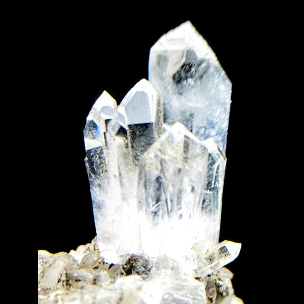 Clear quartz crystal bouquet on matrix from Namibia — complete view