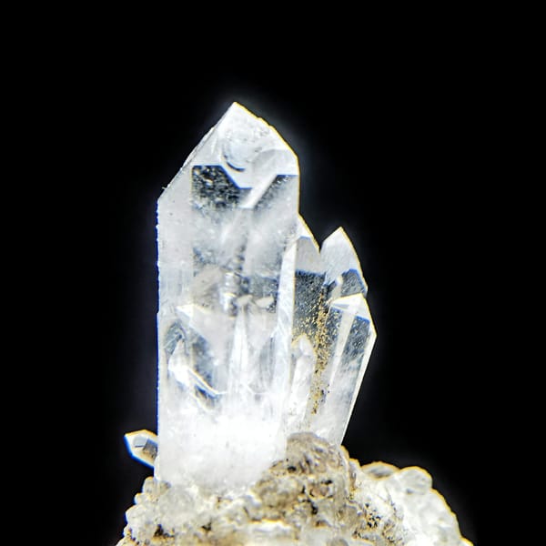 Clear quartz crystal bouquet on matrix from Namibia — alternate view