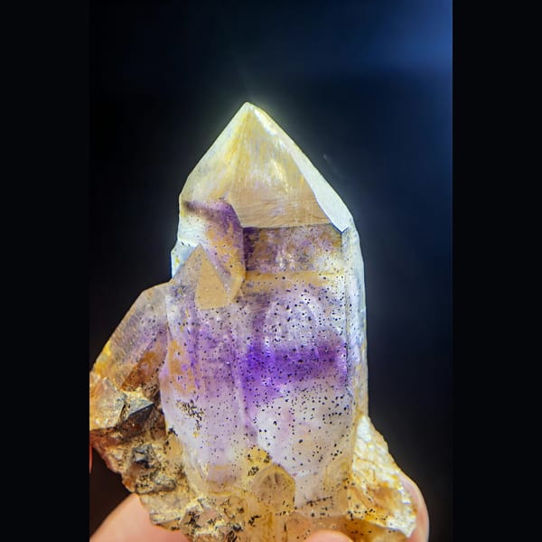 Purple phantom skeletal quartz from Namibia — alternate view