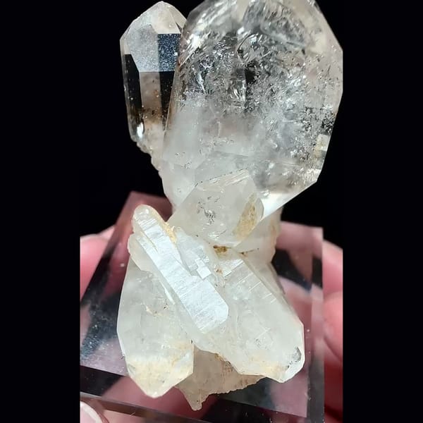 Skeletal rainbow quartz flower from Namibia — detail view