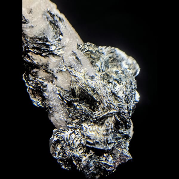 Quartz with specular hematite rosettes from Inner Mongolia — alternate view