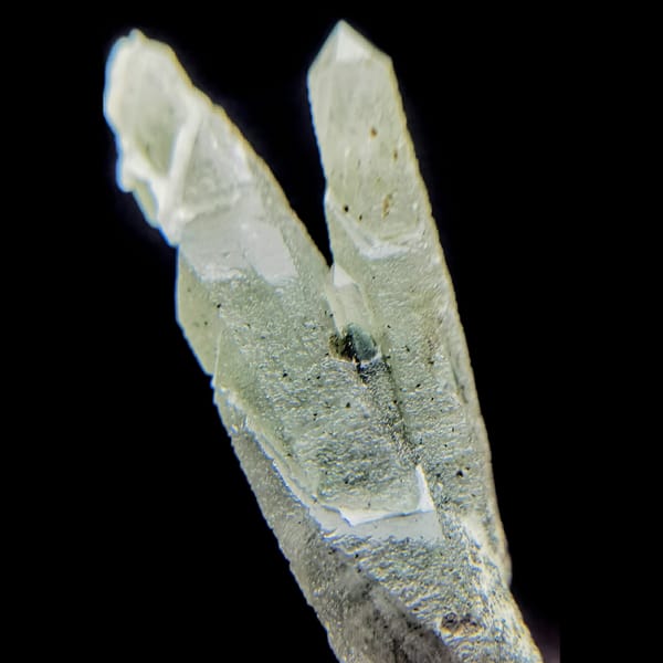 Green quartz crystal pair from Inner Mongolia — complete view