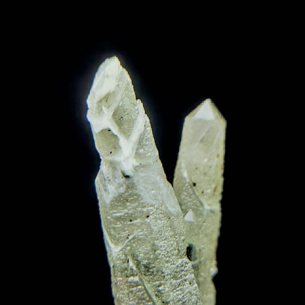 Green quartz crystal pair from Inner Mongolia — alternate view