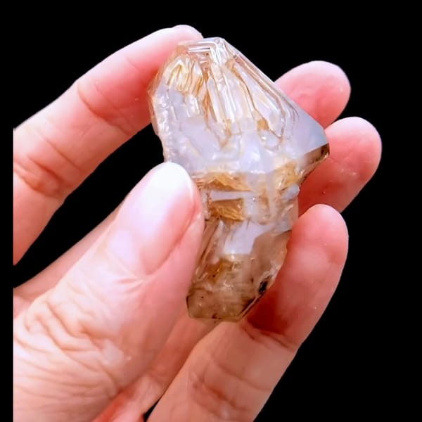Yellow mud skeletal quartz from Namibia — detail view