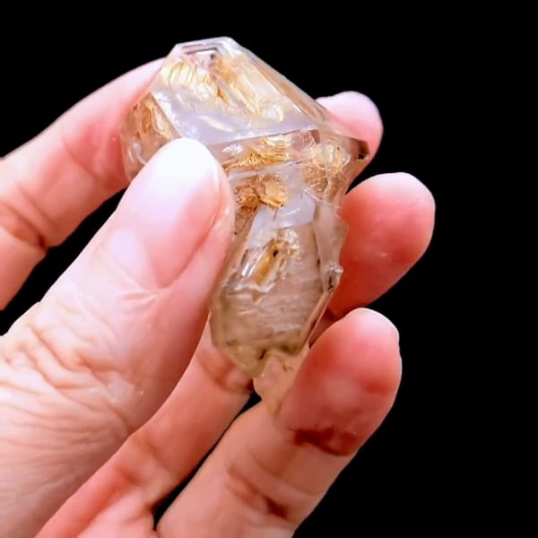 Yellow mud skeletal quartz from Namibia — detail view