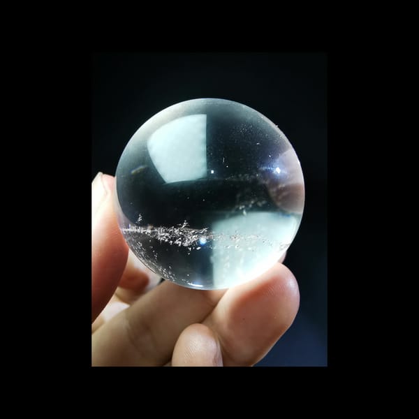 Sparkling clear quartz sphere, 38 mm — complete view