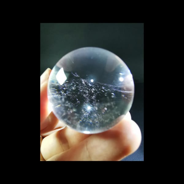 Sparkling clear quartz sphere, 38 mm — alternate view