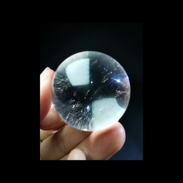 Sparkling clear quartz sphere, 38 mm — alternate view