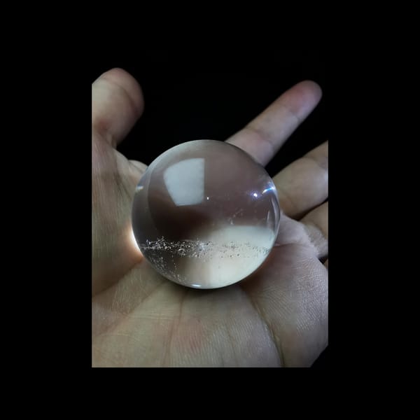 Sparkling clear quartz sphere, 38 mm — detail view