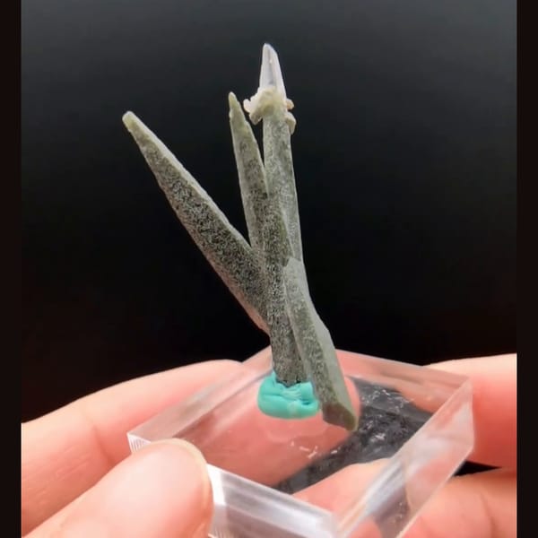 Green phantom quartz cluster from Nepal — complete view