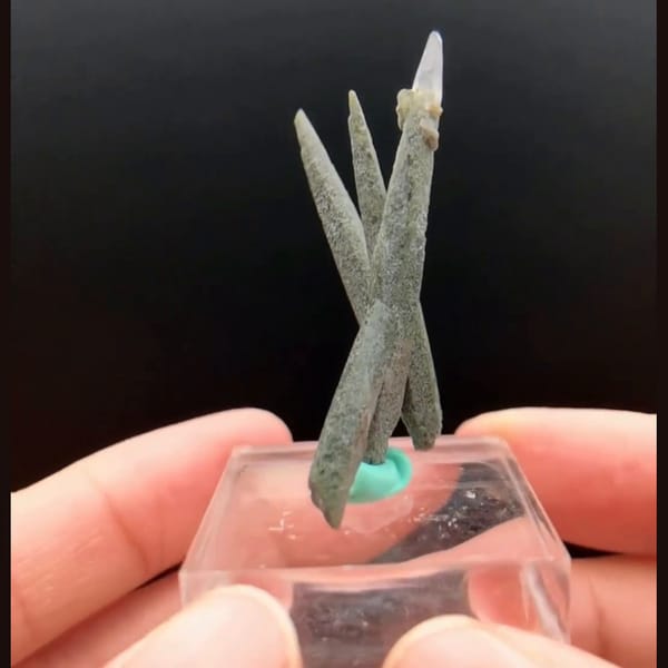 Green phantom quartz cluster from Nepal — alternate view