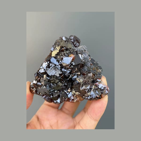Dark Sphalerite Crystal Cluster — Shuikoushan, Hunan — full specimen view 1 of 3