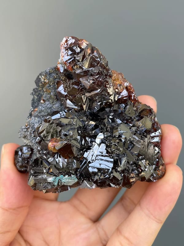 Dark Sphalerite Crystal Cluster — Shuikoushan, Hunan — full specimen view 2 of 3