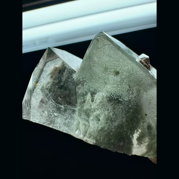 Himalayan green phantom quartz cluster from Pakistan — alternate view