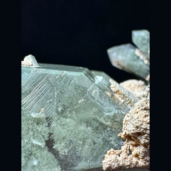 Himalayan green phantom quartz cluster from Pakistan — detail view