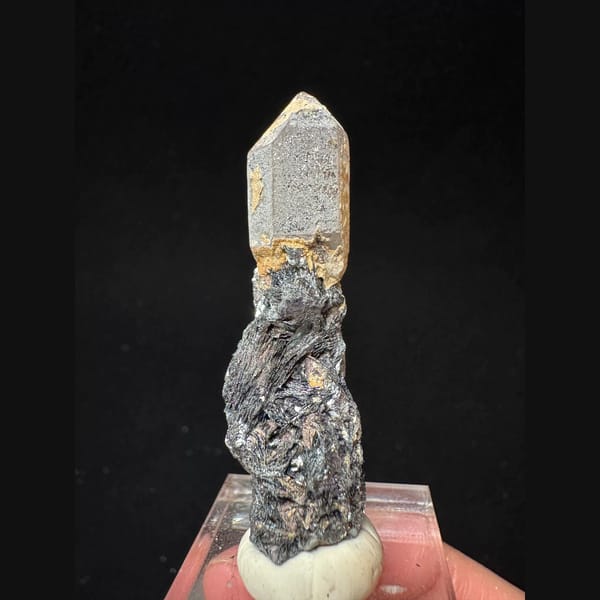 Scepter quartz with specular hematite from Inner Mongolia — alternate view