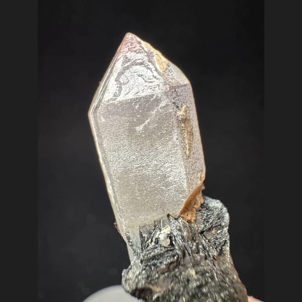 Scepter quartz with specular hematite from Inner Mongolia — detail view