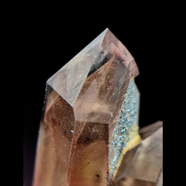 Red phantom quartz cluster from Orange River South Africa — alternate view