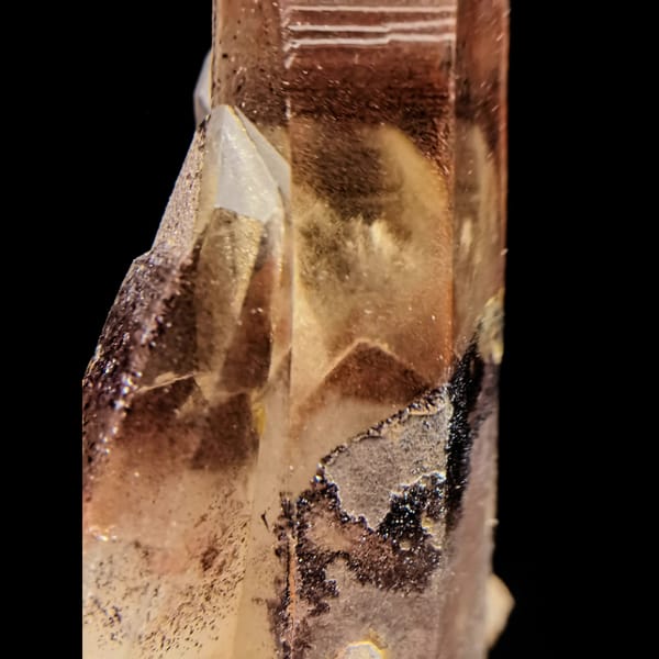 Red phantom quartz cluster from Orange River South Africa — detail view