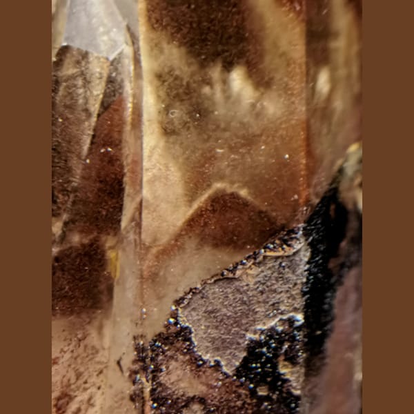 Red phantom quartz cluster from Orange River South Africa — detail view