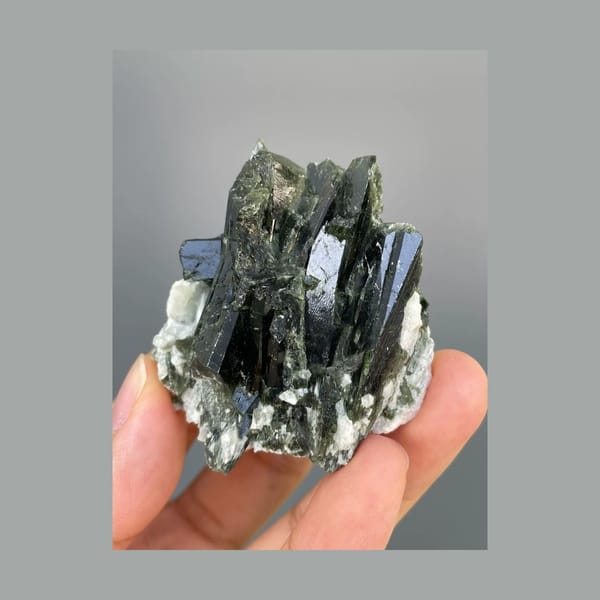 Deep Green Epidote Prisms on Pale Matrix — Pakistan — full specimen view 1 of 4