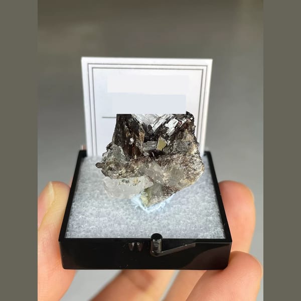 Lustrous brown axinite with quartz from Pakistan — complete view