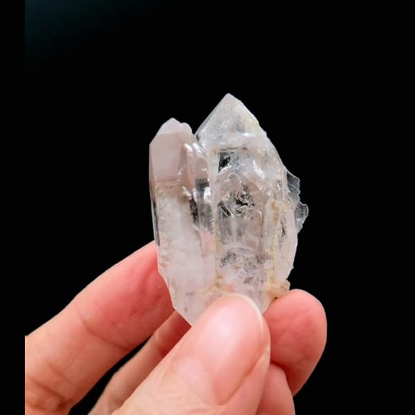 Skeletal quartz cluster from Namibia — detail view