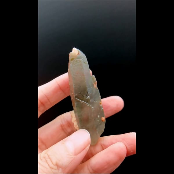 Green tourmaline with quartz — alternate view