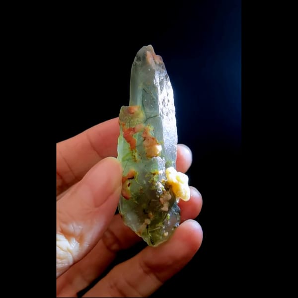 Green tourmaline with quartz — detail view