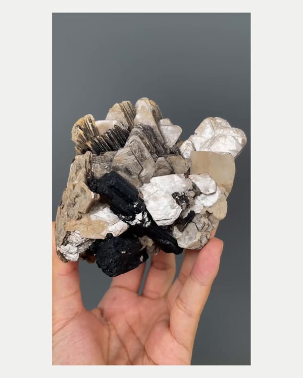 Complete front view of mica fans with black tourmaline
