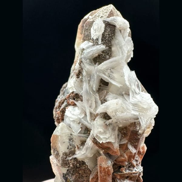 Red quartz with petal calcite and specular hematite from Inner Mongolia — alternate view