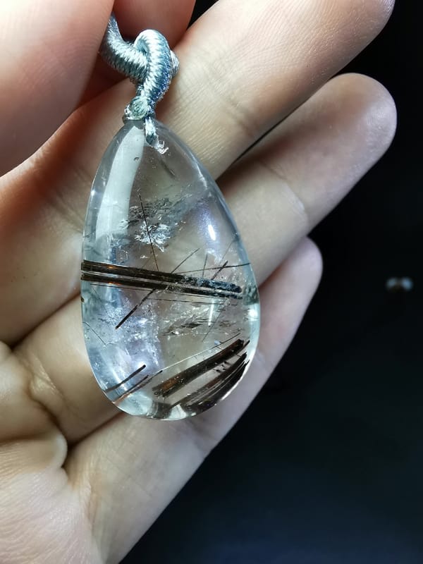 Copper Rutilated Quartz Teardrop Pendant — complete mineral specimen view 1