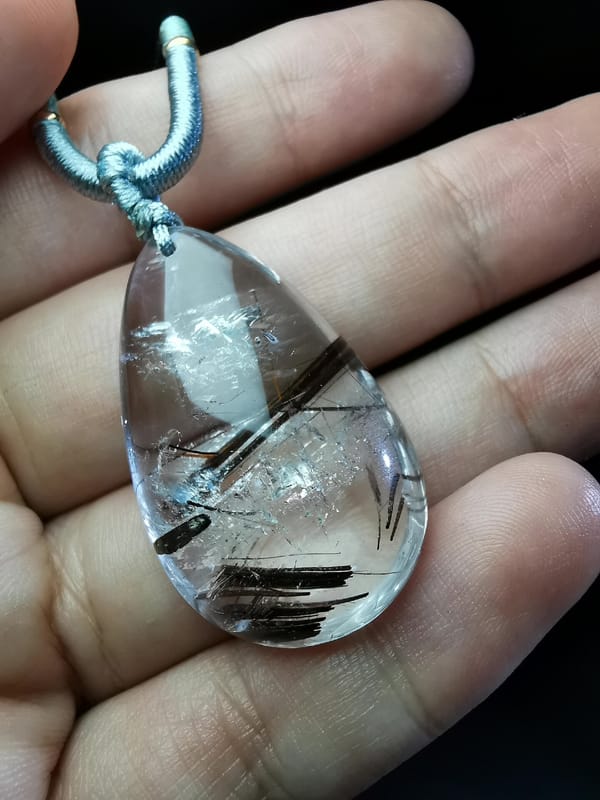 Copper Rutilated Quartz Teardrop Pendant — complete mineral specimen view 2