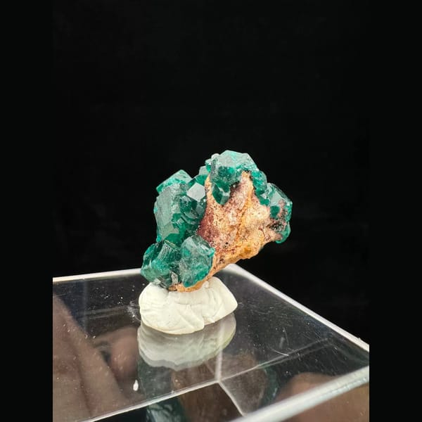 Emerald-green dioptase crystals from the Congo — detail view
