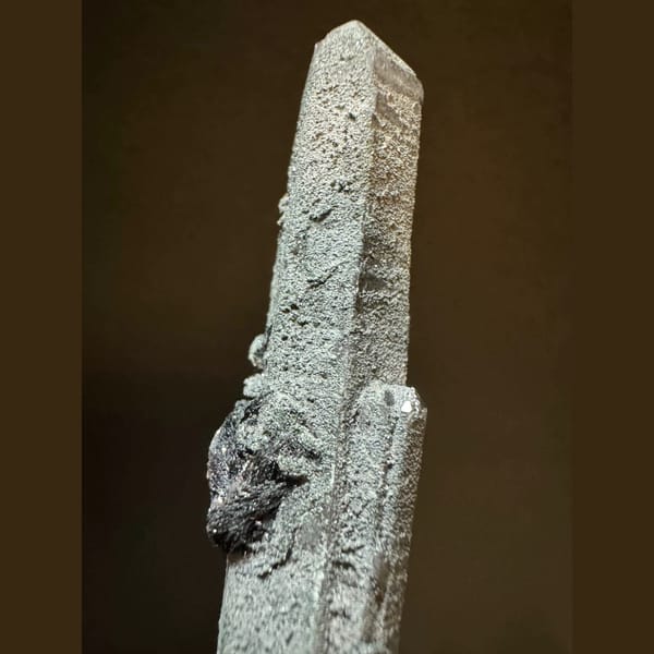 Double-terminated quartz with specular hematite from Inner Mongolia — alternate view