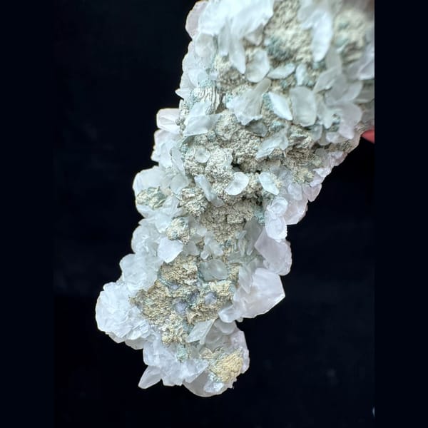 Quartz floater with butterfly calcite from Inner Mongolia — alternate view