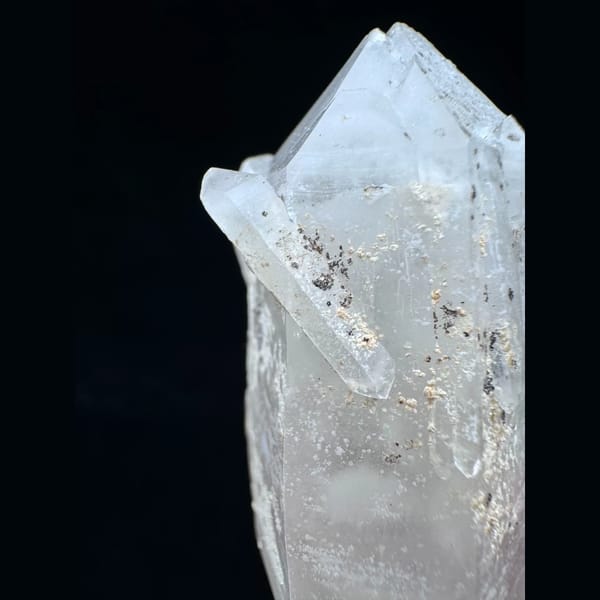Double-terminated quartz with dolomite from Chenzhou Hunan — detail view