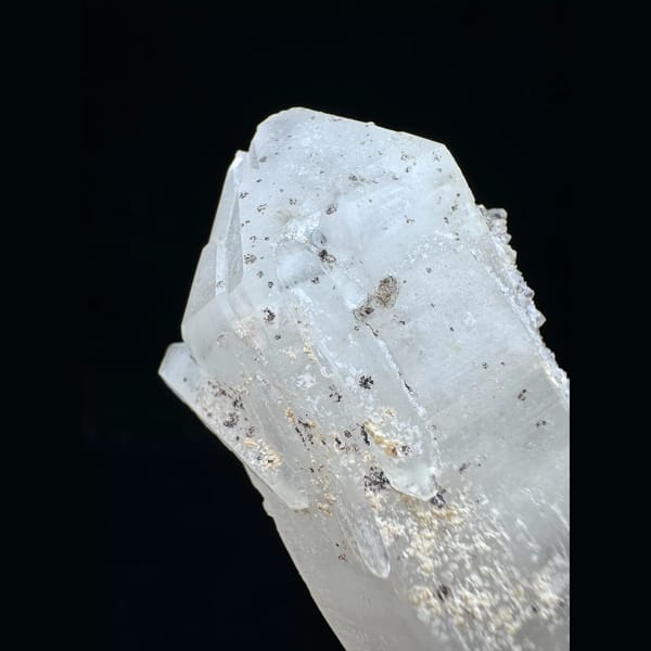 Double-terminated quartz with dolomite from Chenzhou Hunan — detail view
