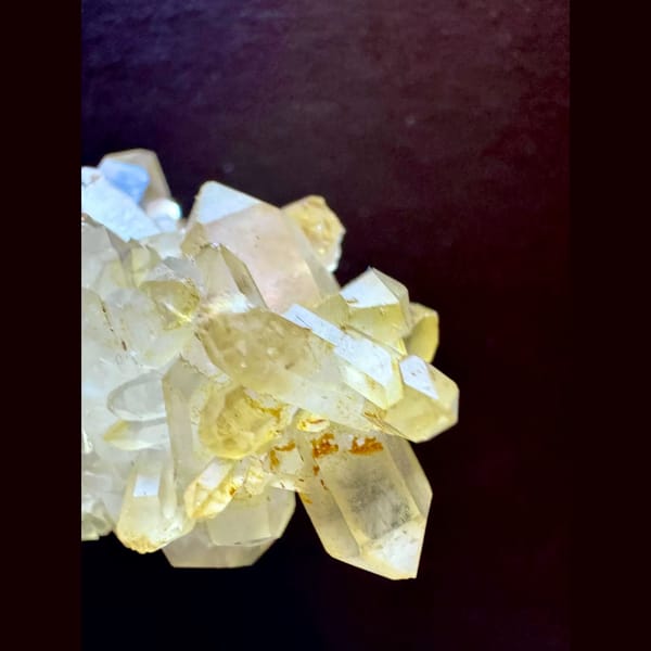 Double-terminated yellow quartz cluster from Brazil — alternate view
